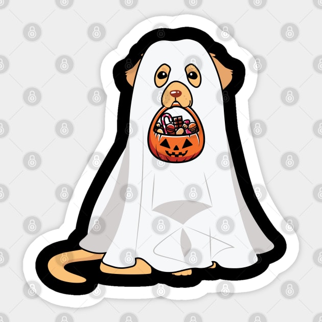 Golden Retriever Dog Ghost Halloween Sticker by The WYLD Tribe